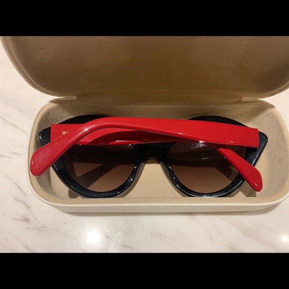 Valentino Cat-Eye Sunglasses Red Black Gold w Case